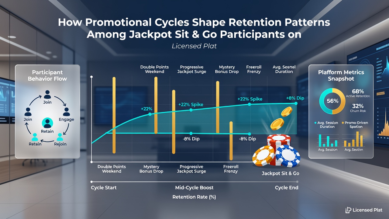 Diagramm mit Retentionskurven während verschiedener Werbephasen bei Jackpot Sit & Go auf lizenzierten Plattformen